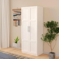 Ebern Designs High Wardrobe And Kitchen Cabinet With 2 Doors And 3 Partitions To Separate 4 Storage Spaces