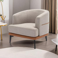 George Oliver Modern Two-Tone Barrel Fabric Chair, Upholstered Round Armchair For Living Room Bedroom Reading Room