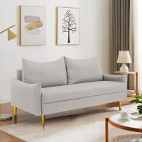 Mercer41 Nordic Small Beige Polyester Loveseat, Modern Design For Living Room Or Bedroom