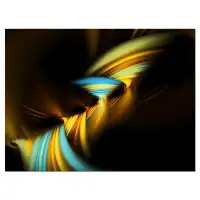 Design Art 'Fractal 3D Layers' Graphic Art on Wrapped Canvas in Yellow/Blue