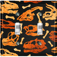 WorldAcc Metal Light Switch Plate Outlet Cover (Dinosaur T-Rex Skull Fossil - Single Toggle)