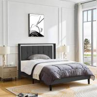 Latitude Run® Upholstered Platform Bed Frame with Headboard and Sturdy Wooden Slats