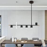 Orren Ellis Tyreik Modern 6 - Light Black Kitchen Island Linear LED Pendant