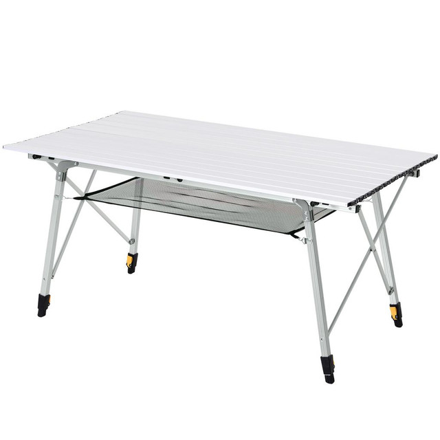 Picnic Table 47.2" x 27.2" x 23.2"-30.7" Silver in Fishing, Camping & Outdoors - Image 2