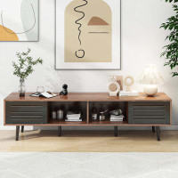 Winston Porter Mid Century Modern TV Stand For Tvs Up To 70", Entertainment Centre With Sliding Doors, TV Console Table