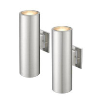 Ebern Designs Stainless Steel Outdoor Wall Light Brushed Nickel (Set Of 2)