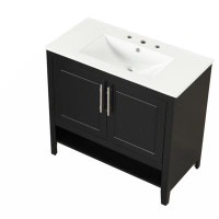 Myhomekeepers 36" Bathroom Vanity With Sink, Multi-Functional Bathroom Cabinet With Doors And Drawers, MDF Frame And MDF