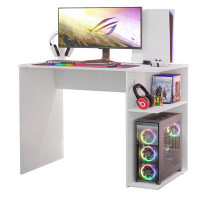 Inbox Zero Compact Gaming Computer Desk with 2 Shelves, Cable Management and Large Monitor Stand