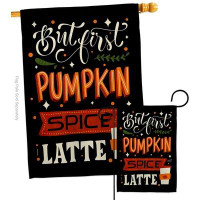 Angeleno Heritage First Pumpkin Spice Flags Set Harvest & Autumn Fall 28 X40 Inches Double-Sided Decorative House Decora