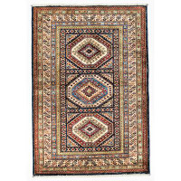 Home and Rugs Vintage Handmade 3X5 Navy And Ivory Anatolian Caucasian Tribal Distressed Area Rug