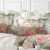 Made in Canada - East Urban Home Poppy Flowers Meadow Lumbar Pillow