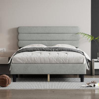 Ebern Designs Full Size Modern Metal Platform Bed Frame With Strong Wooden Slats Support Upholstered Headboard
