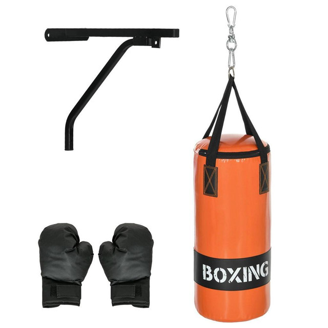 HANGING PUNCHING BAG, HEAVY BAG WITH PUNCH GLOVES AND WALL MOUNT HANGER FOR MMA AND MUAY THAI WORKOUTS in Exercise Equipment
