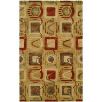 Meridian Rugmakers Abstract Handmade Tufted Wool Beige/Red Area Rug