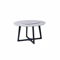 Orren Ellis Marble round dining table with turntable