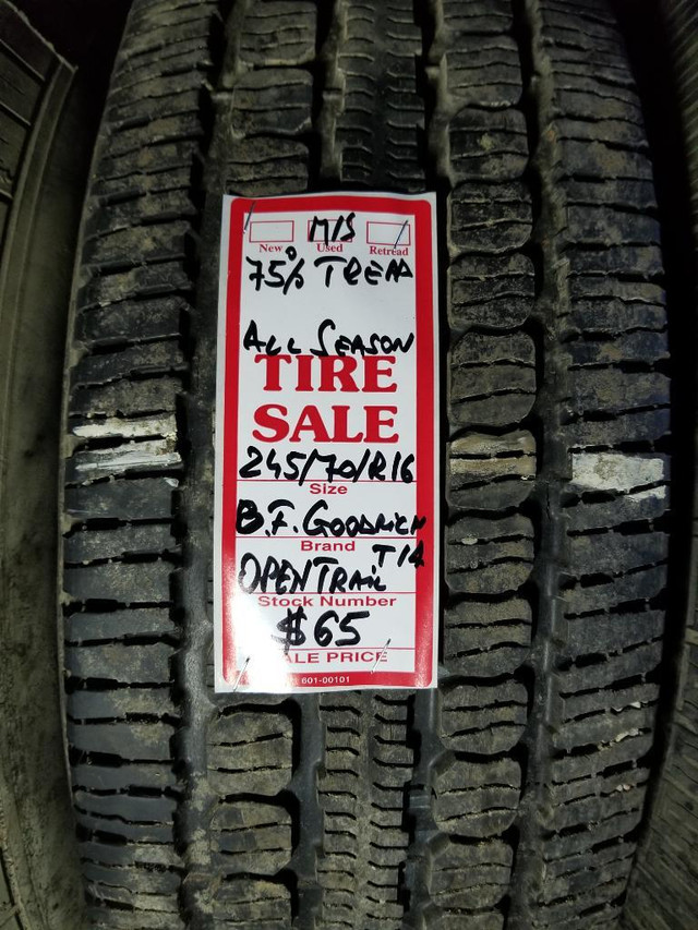 P 245/70/ R16 BF GOODRICH  OPEN TRAIL T/A M/S Used All Season Tire - 75% TREAD LEFT $65 for THE TIRE / 1 TIRE ONLY !! in Tires & Rims in Edmonton Area - Image 3