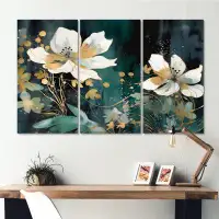 Winston Porter White Teal Plants In Chaos IV - Floral Canvas Prints Set