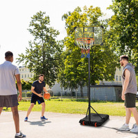 Basketball Stand 29.5" L x 22" W x 82.7" -94.5" H Black and Yellow