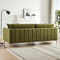 Mercer41 Dameron Mid Century Modern Olive Green Velvet Sofa