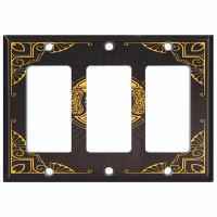 WorldAcc Metal Light Switch Plate Outlet Cover (Vintage EPS Scotch Whiskey Yellow Frame Border Black - Single Toggle)
