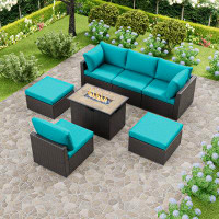 Latitude Run® 4 - Person Outdoor Seating Group with Cushions and Fire Pit Table