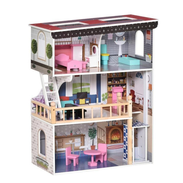 13 PCS KIDS 3-STORY DOLLHOUSE, DREAMHOUSE VILLA, FOR TODDLER, LITTLE GIRLS, MULTI-LEVEL HOUSE in Toys & Games - Image 2
