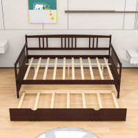 QYUF Wooden Daybed with Trundle