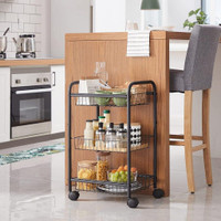 NEW 3 TIER METAL ROLLING STORAGE CART REMOVABLE BASKETS BSC03BK