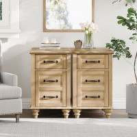 Darby Home Co 2 Set Oak End Table With Charging Station, Sofa Side Table With Storage Cabinet