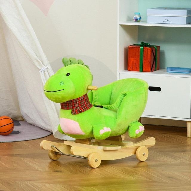 BABY ROCKING HORSE KIDS INTERACTIVE 2-IN-1 PLUSH RIDE-ON STROLLER ROCKING DINOSAUR WITH NURSERY SONG ROCKING HORSE 18+ M in Toys & Games - Image 2