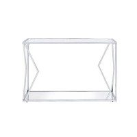 Orren Ellis Aneli Sofa Table In Clear Glass & Chrome Finish