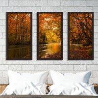 Picture Perfect International "Autumn Forest" 3 Piece Picture Framed Photographic Set