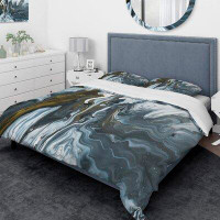 Made in Canada - East Urban Home Designart Hand Painted Marble Acrylic Duvet Cover Set