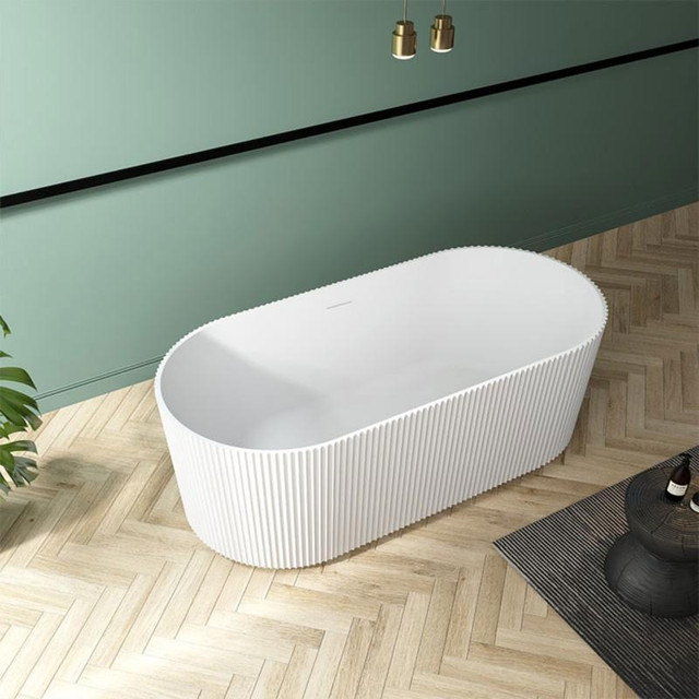 Scarlett 59 and 67 Acrylic Bathtub Black or White - V Grooved - Artistic V-Groove Bathtub w Centre Drain BSQ in Plumbing, Sinks, Toilets & Showers - Image 3