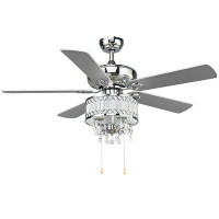 House of Hampton 52'' Madrigal 5 - Blade Crystal Ceiling Fan with Pull Chain and Light Kit Included