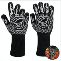 Commercial Chef Commercial Chef Heat Resistant Thick Aramid Fiber Oven Mitts with Non-Slip Grip - BBQ Grill Gloves