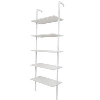 Latitude Run® 5-Shelf Wood Ladder Bookcase With Metal Frame Industrial 5-Tier Modern Ladder Shelf