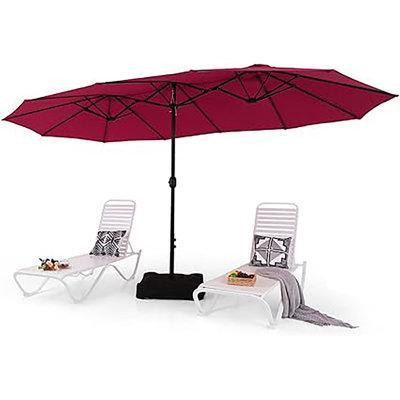 Arlmont & Co. 5ft Double Sided Patio Umbrella with Base Included in Patio & Garden Furniture
