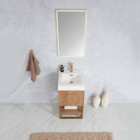 Wade Logan Ensemble de meuble-lavabo simple 18 po avec miroir Ahlani
