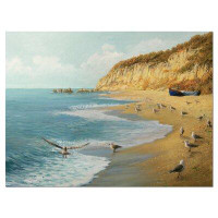 Made in Canada - East Urban Home 'The Calm Beach' Oil Painting Print on Canvas