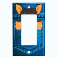 WorldAcc Metal Light Switch Plate Outlet Cover (Cute Puppy Dog Chihuahua Jean Pocket    - Single Toggle)