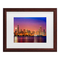 Latitude Run® Mike Jones Photo 'Chicago Dusk Full Skyline' Matted Framed Art