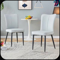 Mercer41 Modern Minimalist Dining And Office Chairs. Set Of 2 Light Grey