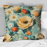 East Urban Home Beige Popart Funky Floral Serenade - Floral Printed Throw Pillow