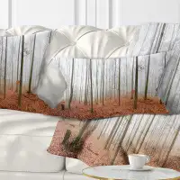 Made in Canada - East Urban Home Fall Forest with Trees at Mist Lumbar Pillow