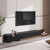 ulivihome Extendable Wooden TV Stand Stretchable Sideboard Cabinet For Small Space Saving