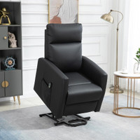 POWER LIFT RECLINER CHAIR WITH REMOTE CONTROL SIDE POCKET FOR LIVING ROOM HOME OFFICE STUDY BLACK