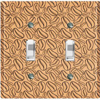 WorldAcc Metal Light Switch Plate Outlet Cover (Coffee Beans Tan Black - Double Toggle)