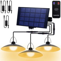 Arlmont & Co. Remote Control Solar Pendant Lights Vintage LED Solar Shed Lights IP65 Waterproof Wall Mount Outdoor Secur