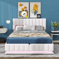 Latitude Run® Queen Size Upholstered Bed With Hydraulic Storage System And LED Light